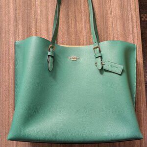 Two Tone Green Leather Coach Outlet Tote